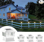 White Solar Fence Post Caps 4-Pack, Fence LED