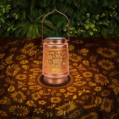 Sunflower Solar Lanterns Outdoor Waterproof - Wxiben Metal Led Hanging Solar Lights, Sunflower Butterfly Decor for Yard Patio Lawn Garden, Birthday Christmas Mother's Day Gifts for Women Mum Grandma