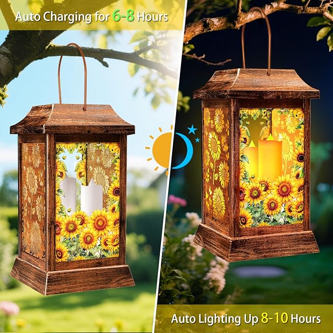 Sunflower Solar Hanging Lanterns, Classic Porch Decor