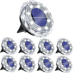 Solar Flat Disk Lights 8-Pack, Waterproof Walkway