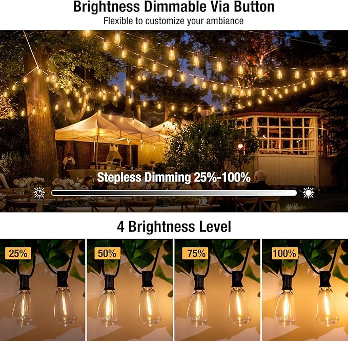 litogo 240FT Dimmable Patio Lights Waterproof, LED Outdoor String Lights with Shatterproof Edison Bulbs, Outside Hanging Light with Timer for Bistro Yard Tent Garden Camp