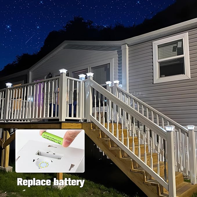 4-Pack Solar Post Cap Lights, White Waterproof