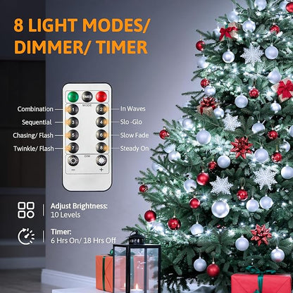 Christmas String Lights, 33ft 100 LED Waterproof Twinkle Lights