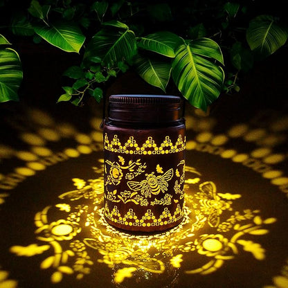 Bee Solar Lanterns 2pack Outdoor Waterproof Hanging Solar Lights Bee Gifts for Women Men Metal Decorative LED Lanterns for Yard, Patio, Lawn, Tabletop, Pathway, Landscape, Garden Decor(Bee 2pack)
