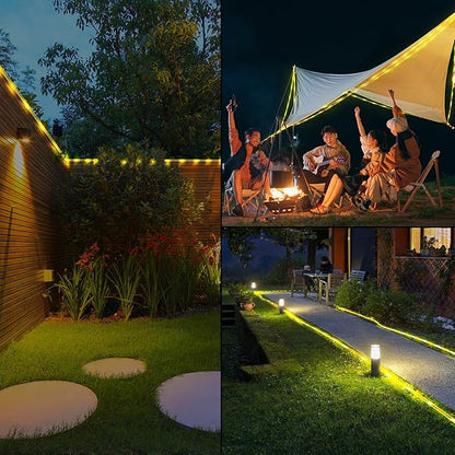 Solar Rope Lights Outdoor Waterproof, 33FT 100LED Outdoor String Lights Clear PVC Tube Fairy Lights, 8 Modes Trampoline Lights for Pool Tree Garden Yard Home Camping Wedding Halloween Holiday Decor