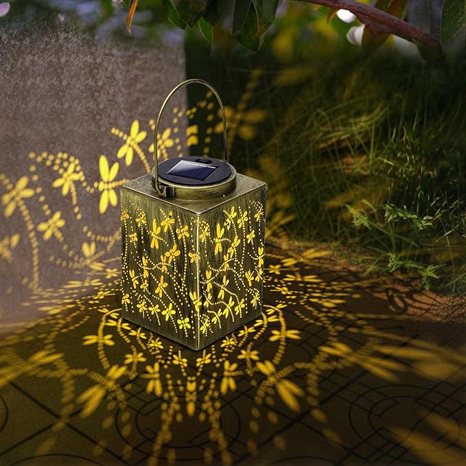 2-Pack Dragonfly Solar Garden Lanterns, Classic Waterproof LED