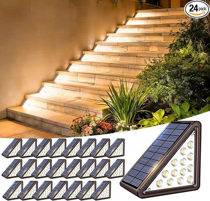 Brown Solar Step Light Outdoor Stair Lights, Deck Lights Outdoor Powered IP65 Waterproof, 3000K Warm White Solar Outdoor Step Light, Decor for Stair, Deck, Step,Porch and Outside Patio,24 Pack