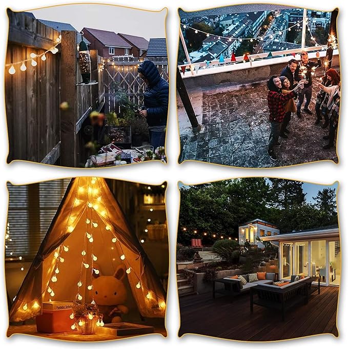 16ft Warm White String Lights for Yard, Waterproof LED