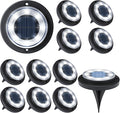 12-Pack Cool White In-Ground Solar Lights, Flat LED Driveway