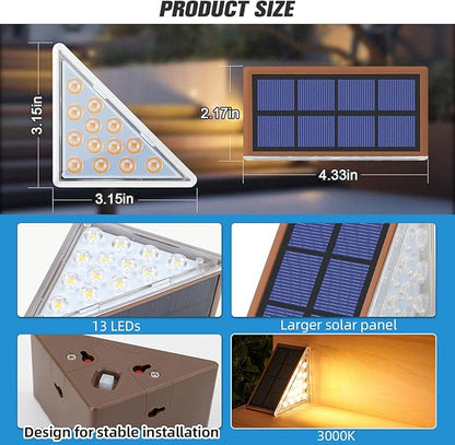 NIORSUN Outdoor Stair Lights 24 Pack, Solar Step Lights IP67 Waterproof with 13 Bright LEDs, 3000K Warm White, Auto On/Off, Triangular Design for Steps, Deck, Patio, Yard, Porch, Sidewalk