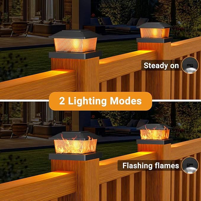4-Pack Black Solar Deck Post Lights, Outdoor LED Caps