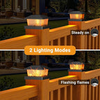 2-Pack Black Patio Post Cap Lights, Solar LED