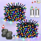 Christmas Fairy Lights 2-Pack, 33ft 100 LED Battery Twinkle Lights