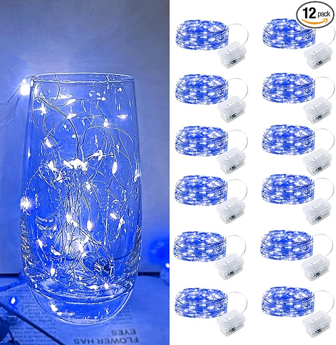 12-Pack 20 LED Christmas Twinkle Lights, 7ft Waterproof for Yard