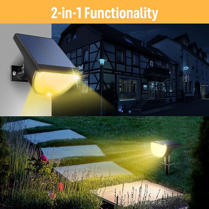 6-Pack 76 LED Solar Yard Spotlights, Waterproof