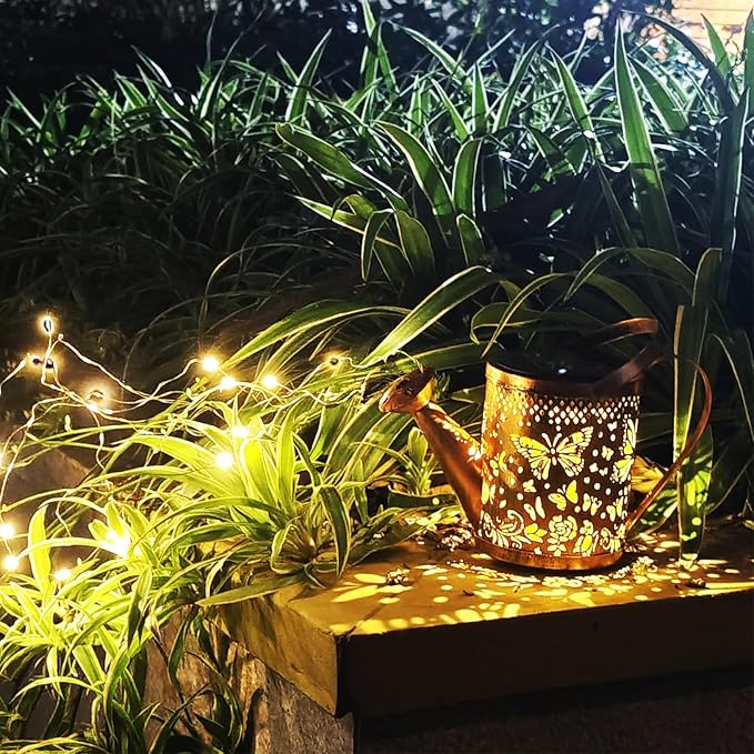 Solar Watering Can with Lights - Outdoor Garden Decor, Waterproof Hanging Lantern Landscape Lights for Yard, Patio, Pathway - Solar Lights Outdoor (C)