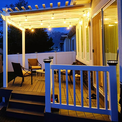 Dynaming 8 Pack Solar Post Cap Lights, Outdoor Decorative Post Solar Lights Black Shell Caps Fit 4x4 5x5 6x6 Vinyl/Wooden Posts, Brightness Warm White LED Lighting for Garden Fence Deck Patio