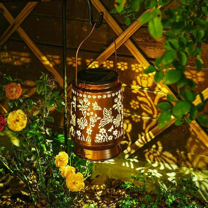 Large Solar Lanterns Outdoor Waterproof Butterfly Birthday Gifts for Women Men, Metal Hanging Solar Lantern Lamp for Yard, Lawn, Patio, Backyard, Butterfly Garden Decor Outside