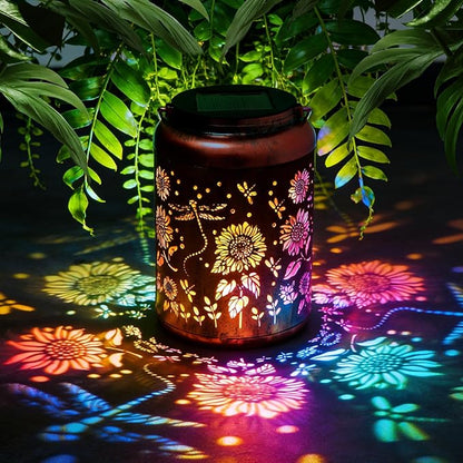 Solar Lanterns Outdoor Waterproof Dragonfly Garden Decor, Birthday Gifts for Women Mom Grandma Seniors, Metal Hanging Lanterns Decorative Colorful LED Lights for Lawn, Yard, Patio, Backyard, Porch