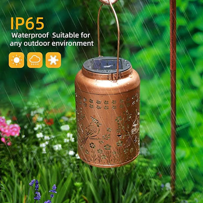 Cardinal Solar Lanterns Outdoor Waterproof Garden Decor,Birthday Gifts for Women Men Mom Grandma Cardinal Hanging Solar Lights Metal Bird Decorative Lantern for Yard, Patio, Lawn,Pathway, Landscape