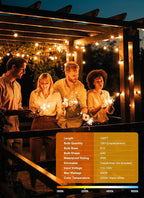 Outdoor String Lights, 100ft Waterproof LED