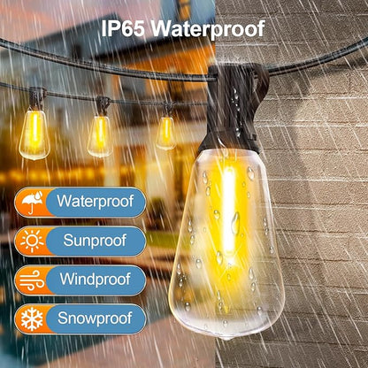 Outdoor String Lights, 150ft Waterproof ST38 Shatterproof Bulb Patio Lights, Remote Control, Backyard & Gazebo Hanging Lights