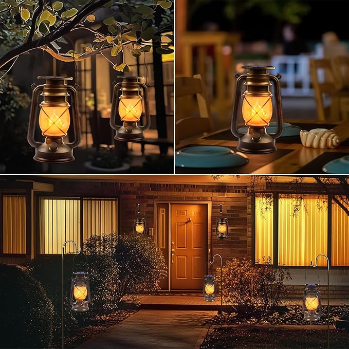 Solar Hanging Lanterns 2-Pack, Outdoor Hanging LED Decor