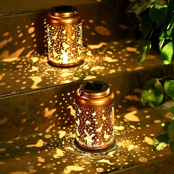 Hanging Solar Hanging Lanterns 2-Pack, Decorative Backyard Decor