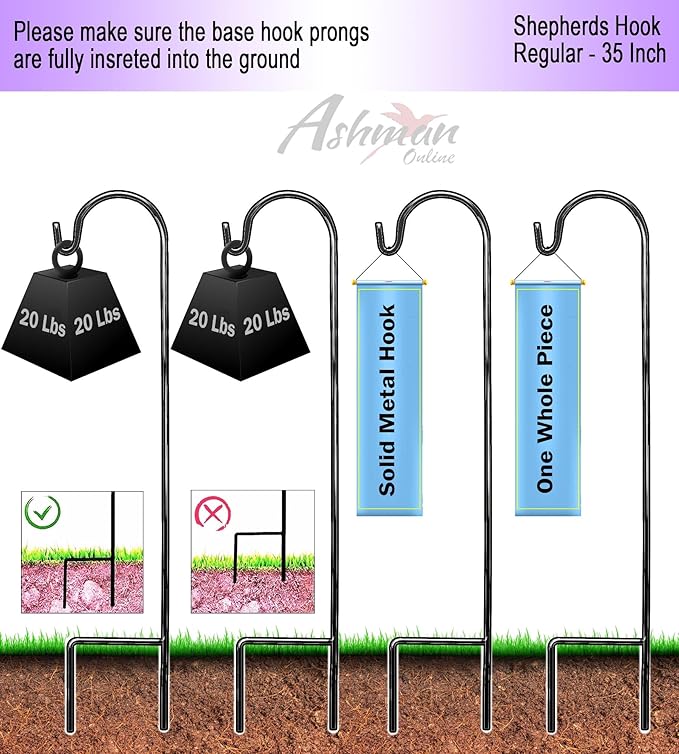 Heavy-Duty Shepherd's Hooks, 35" Garden
