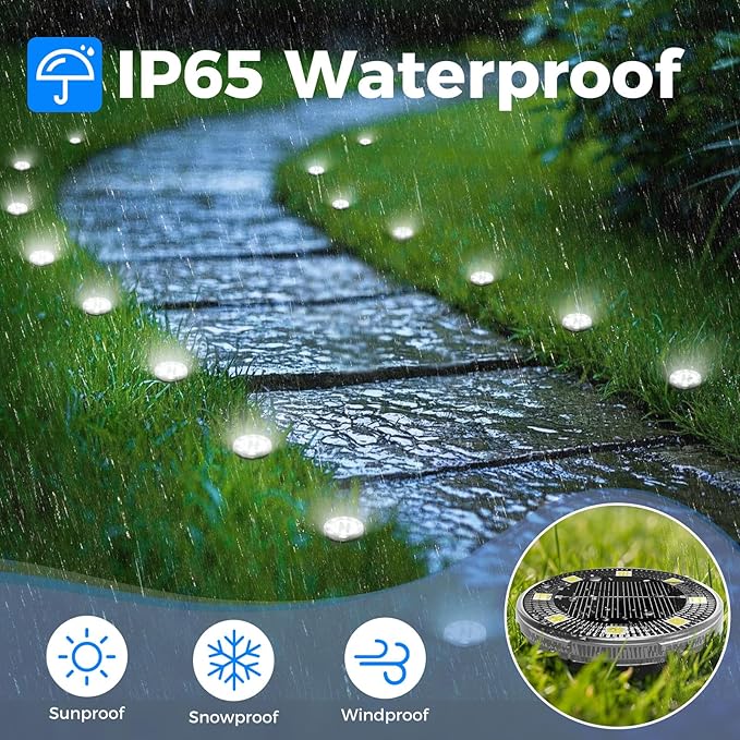 Peasur Mini Solar Ground Lights, 6 Pack Flat Solar Disc Lights Outdoor Waterproof, 2.3 Inch Small Solar Garden Lights Landscape Lighting for Outside Pathway Garden Yard Lawn Walkway,Cool White