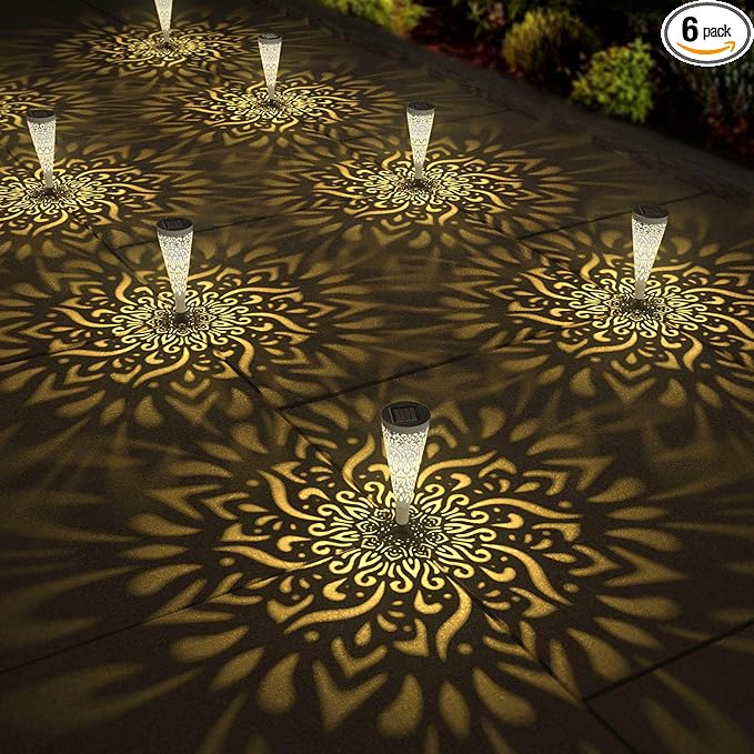 6-Pack Solar Pathway Lights, Waterproof LED Yard Lights