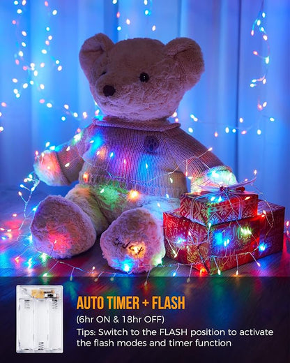 2-Pack 120 LED Christmas Twinkle Lights, 10ft Waterproof for Yard