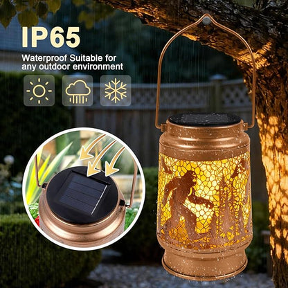 Bigfoot Solar Lanterns Gifts - Bigfoot Solar Lanterns Outdoor Waterproof, Big Foot Sasquatch Metal Hanging LED Solar Lights for Yard Patio Lawn Tabletop Garden Decor Christmas Father‘s Day