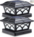 2-Pack Solar Post Cap Lights for Yard, LED