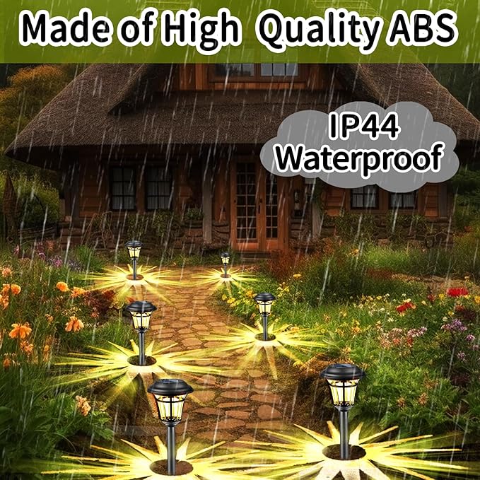 Solar Pathway Lights Outdoor, 12 Pack Warm White Solar Light Outdoor, Waterproof Garden Lights, Auto On/Off Walkway Lighter Outdoor, Solar Lights for Yard Patio Walkway Driveway Pathway