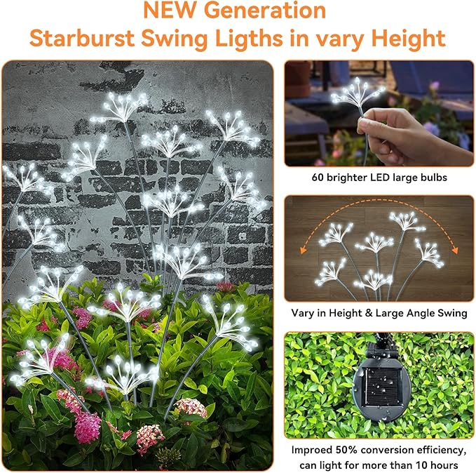 White Solar Pathway Lights 2-Pack, Yard LED
