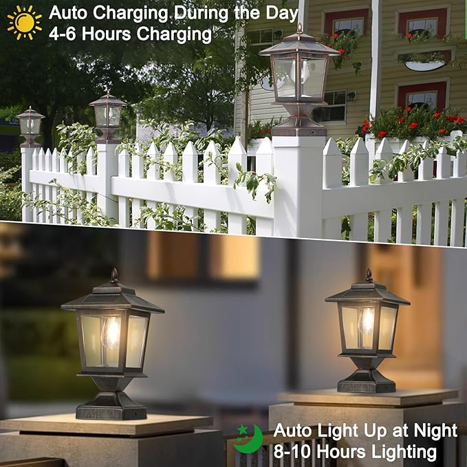 2-Pack Solar Post Cap Lights for Patio, LED