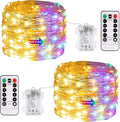 Christmas Fairy Lights 2-Pack, 66ft 200 LED Battery Twinkle Lights