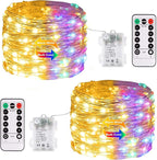 Christmas Fairy Lights 2-Pack, 66ft 200 LED Battery Twinkle Lights