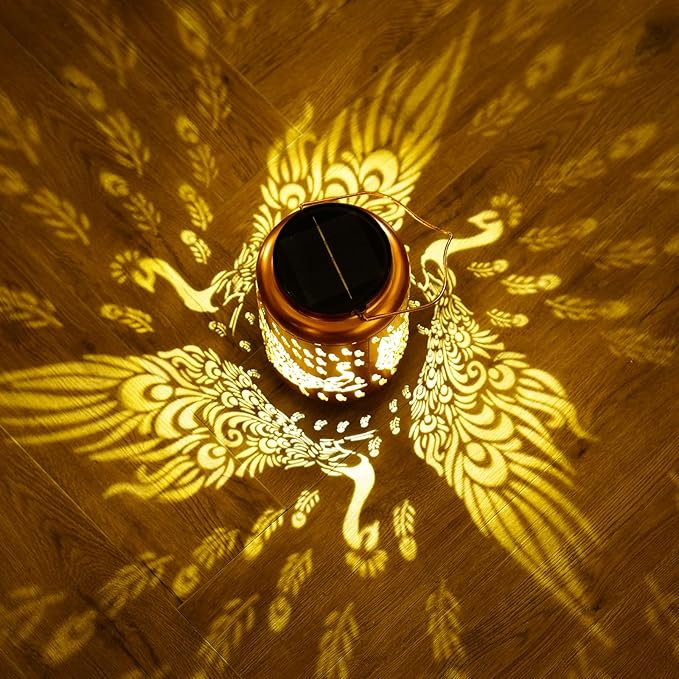 Peacock Solar Lanterns Outdoor Waterproof, 14.6'' Large Lamps, Upgraded 2000mAH Battery, Metal Christmas Gift, Birthday Gifts for Women Mom Grandma, Garden Yard Patio Lawn Pathway Decor