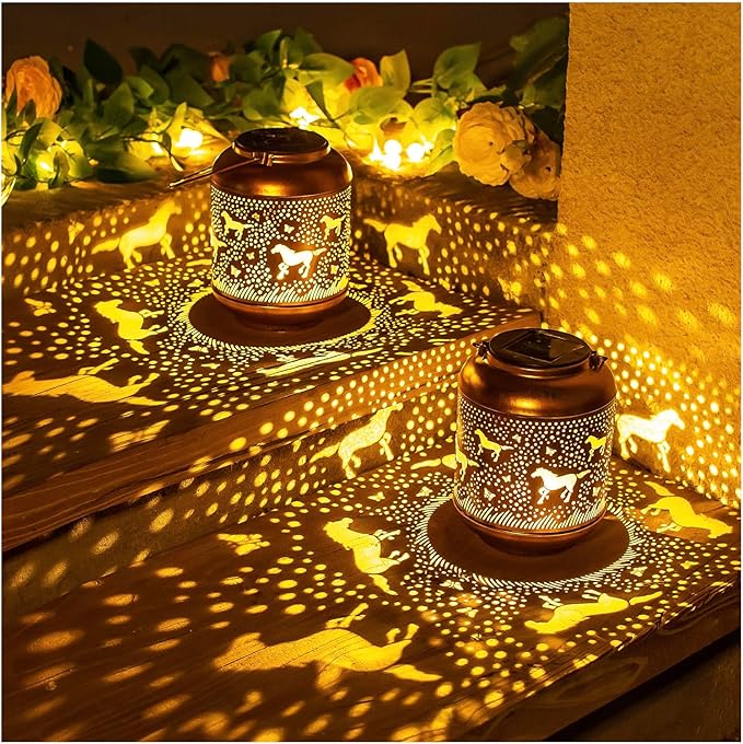 Horse Solar Porch Lanterns, Charming Waterproof LED