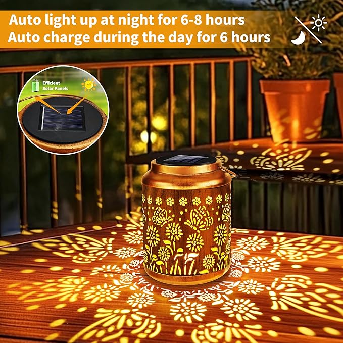 Solar Butterfly Lanterns 2-Pack, Backyard Hanging LED Decor