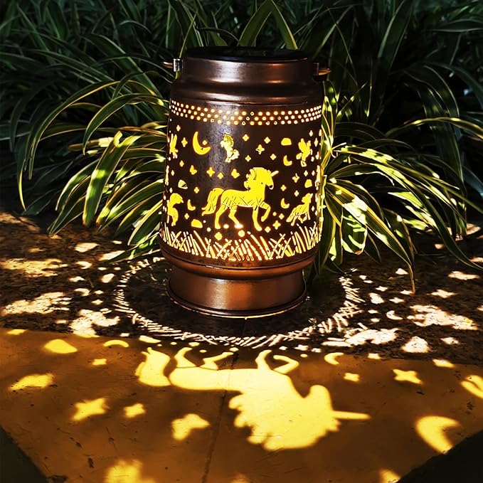 Unicorn Solar Lanterns Outdoor Waterproof, Garden Decor Metal High Brightness LED Light, Solar Hanging Lantern for Garden,Yard,Patio,Lawn, Landscaping (Unicorn)