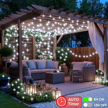 2 Pack String Lights Battery Operated, Each 23ft 70 LED Christmas Lights with Timer 8 Modes Fairy String Lights for Indoor Outdoor Wedding Garland Xmas Tree Decoration (Cool White)