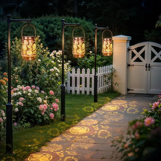 Homemory Solar Lanterns Outdoor Waterproof Sunflower Lights Garden Decor, Birthday Gifts for Women Mom Grandma, LED Hanging Solar Lights for Yard, Patio, Backyard, Porch, Lawn