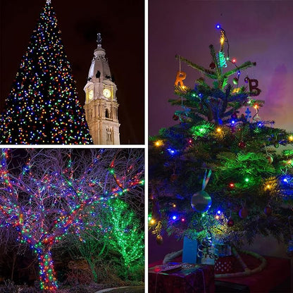 Multicolor Solar Christmas Lights 2Pack Total 180FT 500LED, String Light Outdoor Waterproof, Auto On/Off with 8 Modes Solar Twinkle Lights for Outside Tree Christmas Decorations (Multicolor)