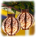 2-Pack Metal Hanging Solar Lanterns for Porch, Waterproof LED
