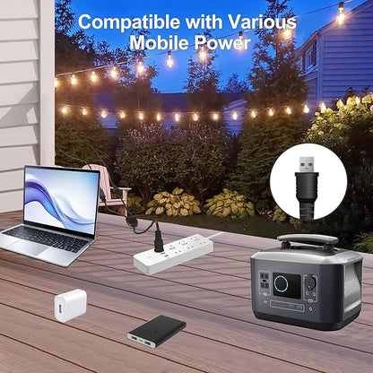 120FT Solar String Lights Outdoor Waterproof with Remote Control Solar Patio Lights 30+2 shatterproof LED ST38 Bulbs for Porch Garden Market Bistro Patio Backyard Fence