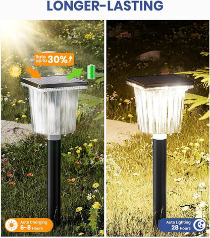 Super Bright Solar Powered Outdoor Lights 4 Pack,Adjustable Warm&Cool White,Waterproof IP65 Solar Garden Decorations Landscape Lighting Outside for Front Yard/Patio/Walkway/Driveway/Lawn/Pathway Light