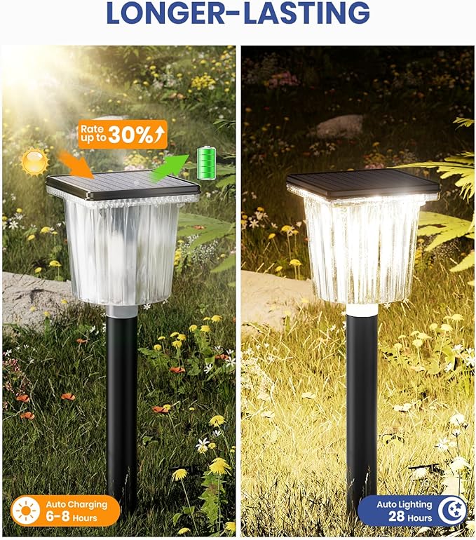Cool White Solar Pathway Lights 6-Pack, Walkway LED